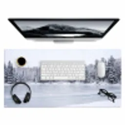 Meer - Dennen - IJs - Winter - Rustgevend Muismat XXL klein -3d