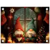 Gnooms - Kerst - Raam - Kleurrijk tuinposter los doek klein -3d