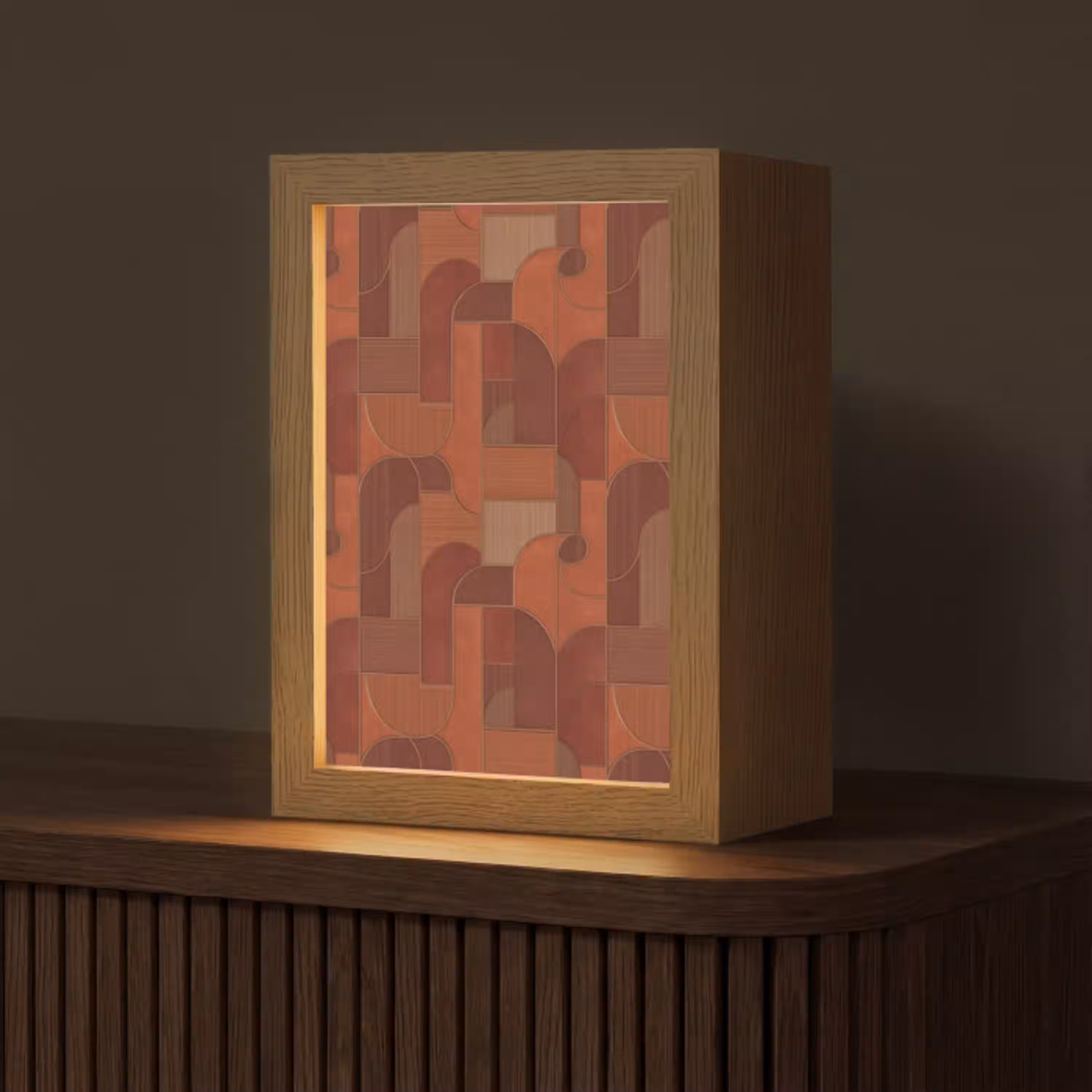 Geometrisch - Abstract - Textuur - Bruin Light Box met kabel (Tafellamp) klein 925 -z3d_website