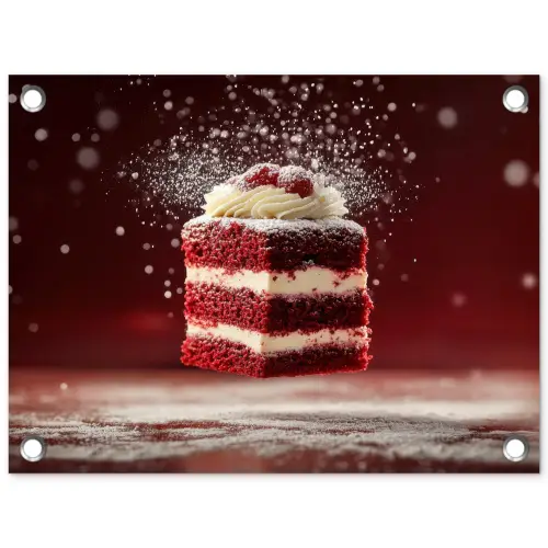 Rode - Velvet - Taart - Eten tuinposter los doek klein -3d