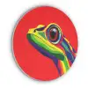Kikker - Kleurrijk - Strepen - Ogen Akoestische PET Vilt - Rond klein -3d