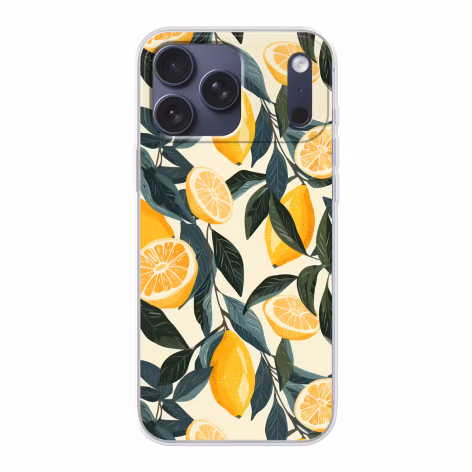 Telefoonhoesje Softcase - Citroenen - Vruchten - Bladeren - Geel  - Groen - Beige