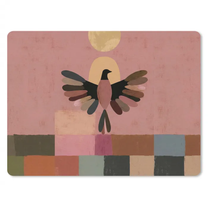 Illustratie - Vogel - Vlakken - Kleurrijk muismat rubber klein -3d