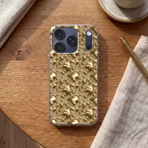 Druppels - Organisch - Goud Telefoonhoesje iPhone 17 Pro klein 878 -sfeer1