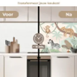 Jungle - Dieren - Groen keuken achterwand 2 middel -voor-na2_NL