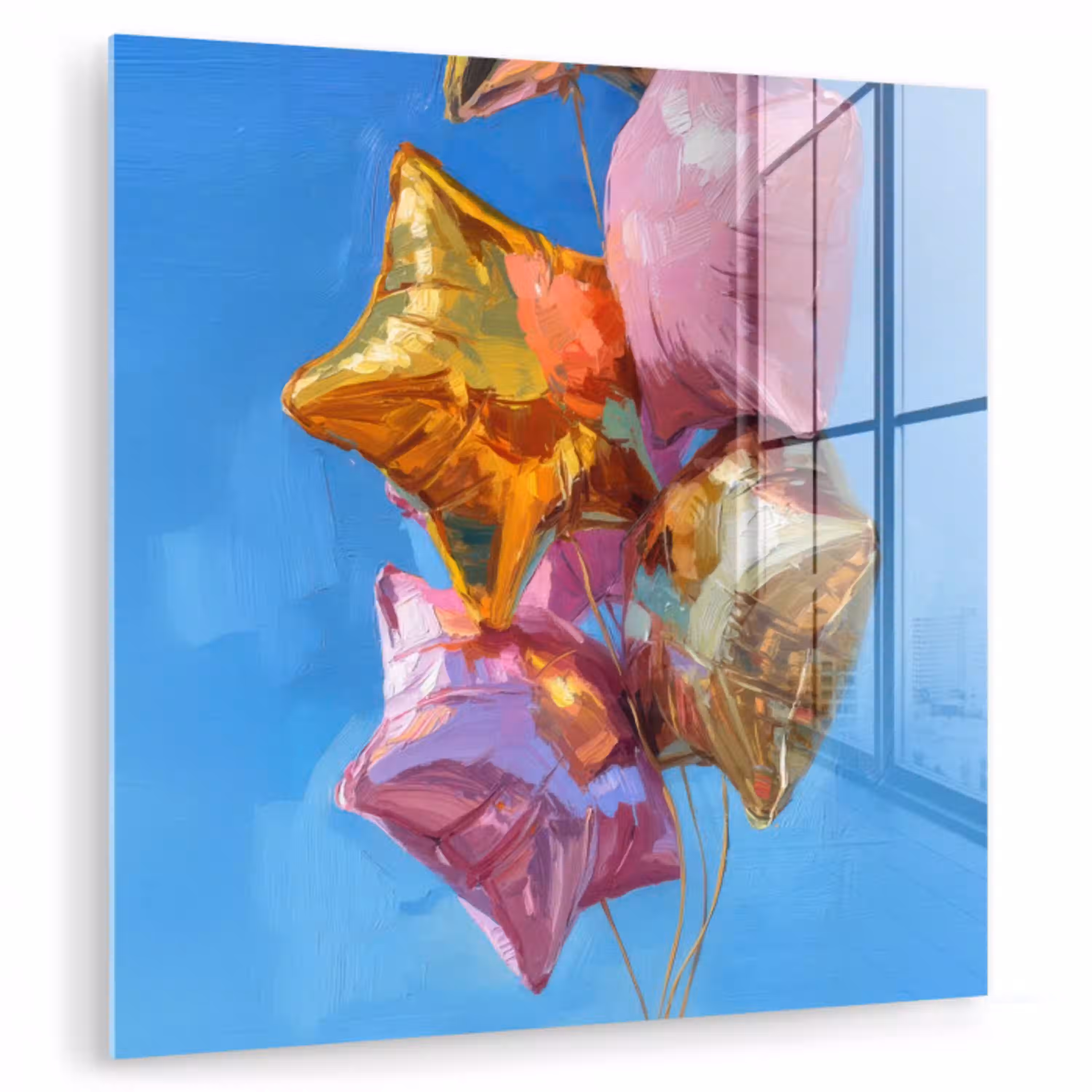 Ballonnen - Goud - Stervorm - Roze plexiglas 5mm klein -zzzproduct_nieuw