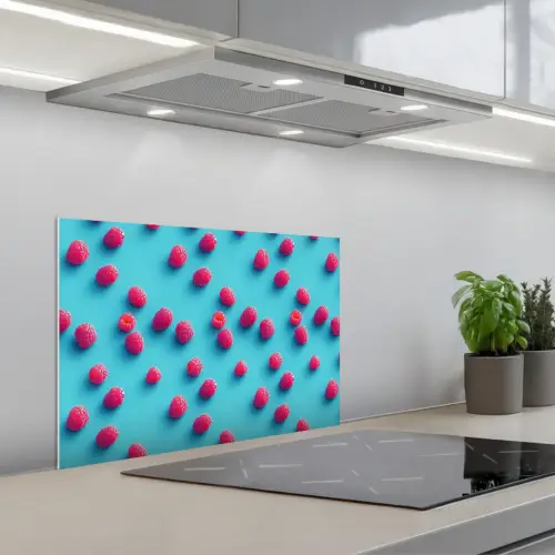 Blauw - Frambozen - Roze keuken achterwand spatscherm klein 900 -3d_schuin
