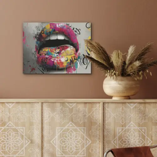 Lippen - Graffiti - Expressief PET vilt klein -sfeer4