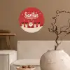 Illustratie - Kerstman - Rendieren - Rood Wandcirkel behangsticker klein -sfeer1
