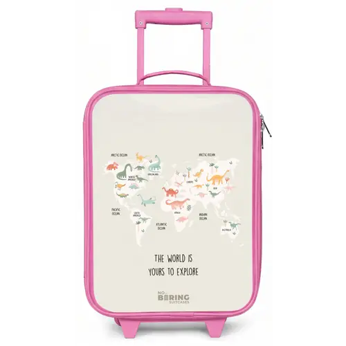 Dino wereldkaart Kinderkoffer - Roze klein -zz3dotto