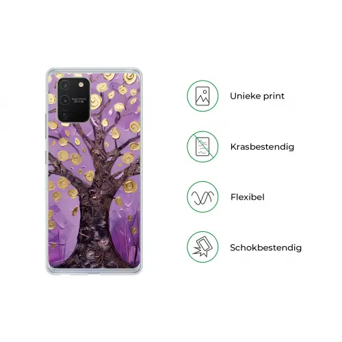 Levensboom - Boom - Paars - Goud - Modern Telefoonhoesje Samsung Galaxy S10 Lite klein -specsS10Lite