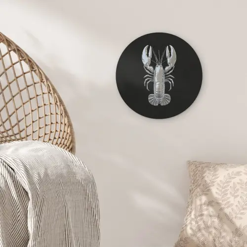 Kreeft - Zilver - Metallic - Luxe Akoestische PET Vilt - Rond klein -sfeer4