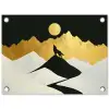 Wolf - Bergen - Maan - Zwart tuinposter los doek klein -3d