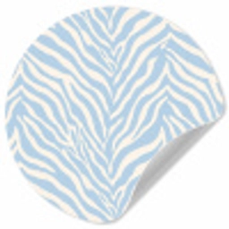 Zebra - Motief - Blauw - Wit Wandcirkel behangsticker klein 186 -3d