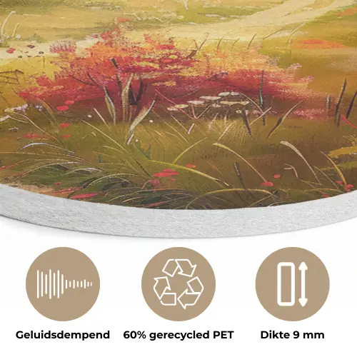 Landschap - Illustratie - Natuur Akoestische PET Vilt - Rond klein -closeup_NL
