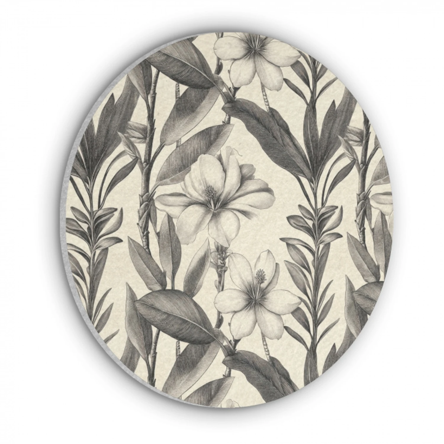 Klassiek - Botanisch - Zwart - Beige Akoestische PET Vilt - Rond klein 838 -3d