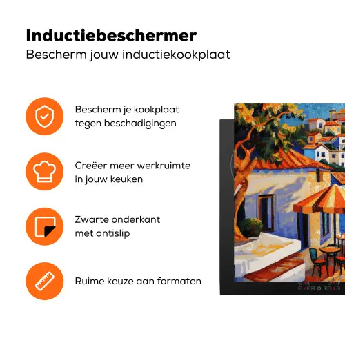 Kustdorp - Huisjes - Mozaïek - Zee Inductie beschermer vinyl 3mm klein -zzzzzzz-td-ups