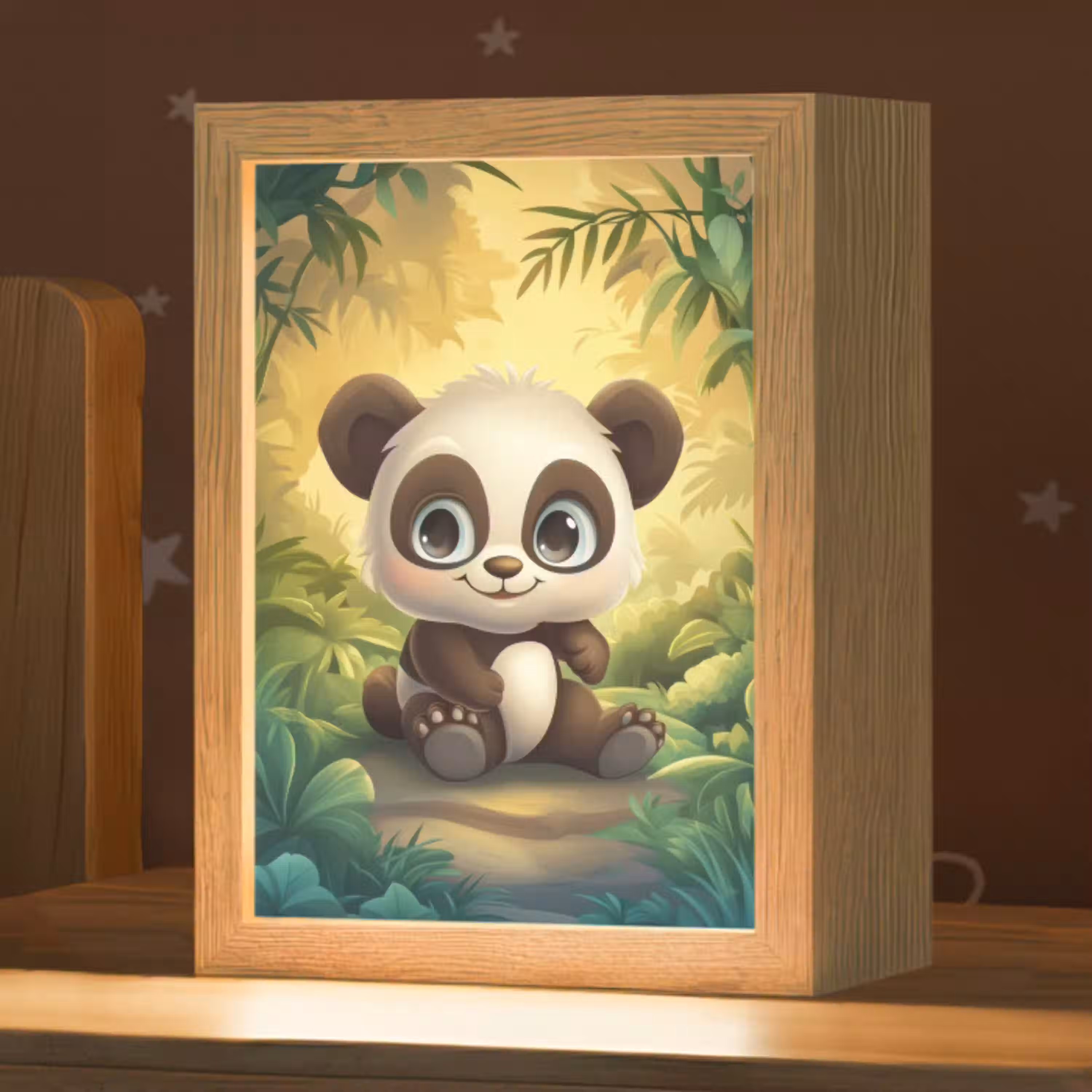 Panda - Cartoon - Bamboebos - Zwart Light Box met kabel klein -zzz_3d_website