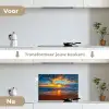 Zee - Zonsondergang - Strand - Wolken - Oranje keuken achterwand spatscherm klein -voor_na_NL