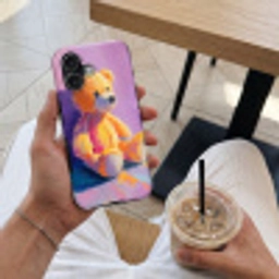 Teddybeer - Schaduw - Penseelstreken - Paars Toughcase MagSafe Apple iPhone 17 klein -Sfeer1M