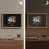 Pastel - Bloemen - Glazen - Vaas Light Box met batterij (Wandlamp) middel -sfeer3