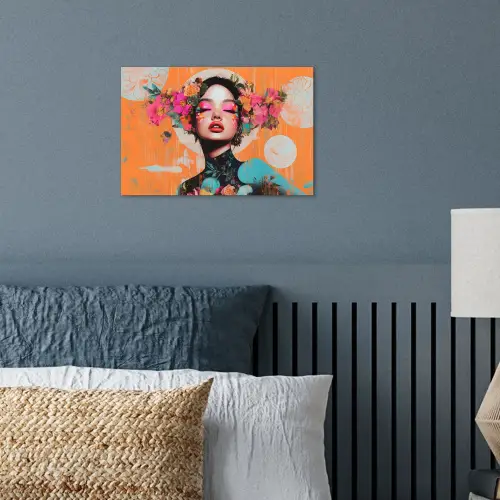 Portret - Vrouw - Abstract - Bloemen poster papier klein -sfeer2