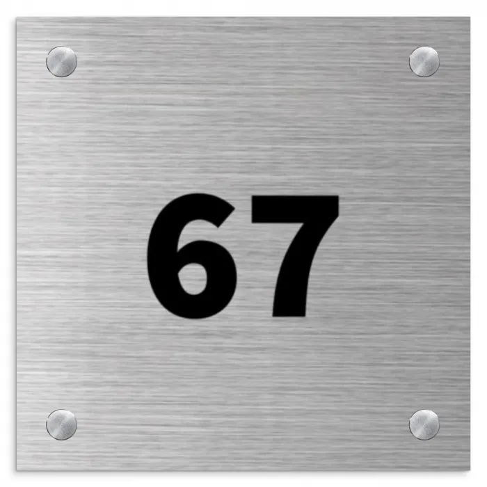 RVS - Metaal - Traditioneel Naambord geborsteld aluminium Vierkant middel -3d