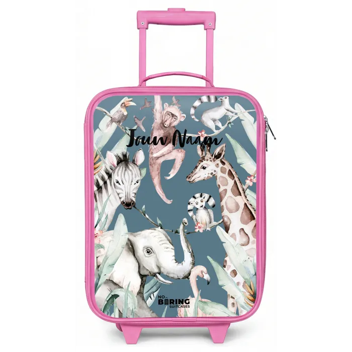 Jungle Dierenfeest Kinderkoffer - Roze klein -zz3dotto