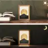 Bergsilhouetten - Gouden cirkel - Beige Light Box met kabel (Tafellamp) klein -sfeer3