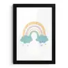 Regenboog - Hartjes - Wolken - Stippen - Pastel - Kinderen fotolijst zwart zonder passe partout klein -3d