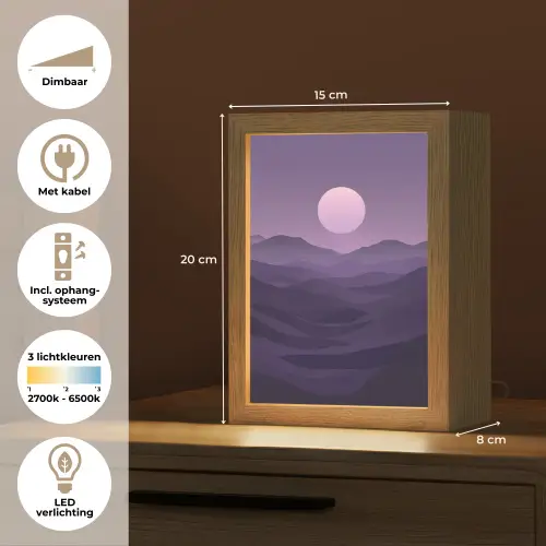 Heuvels - Paars - Mist - Zon Light Box met kabel (Tafellamp) klein -USP_NL