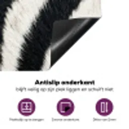 Zebra - Vacht - Klassiek - Zwart - Wit Inductie beschermer vinyl 3mm middel -zzzzzzz-cc-onderkant