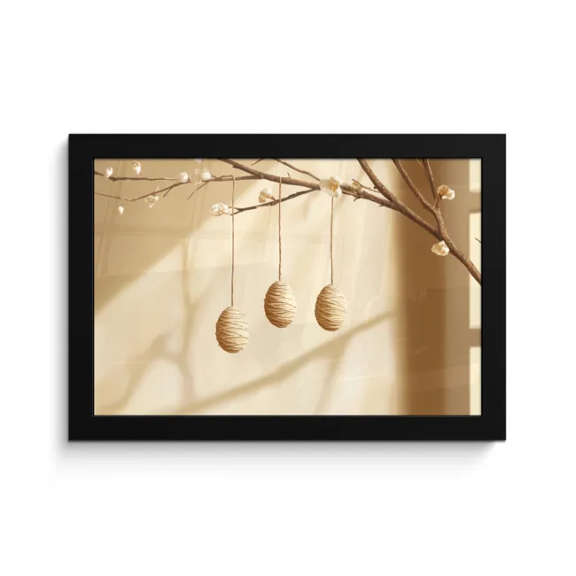 Beige - Paastak - Eieren fotolijst zwart zonder passe partout klein -3d