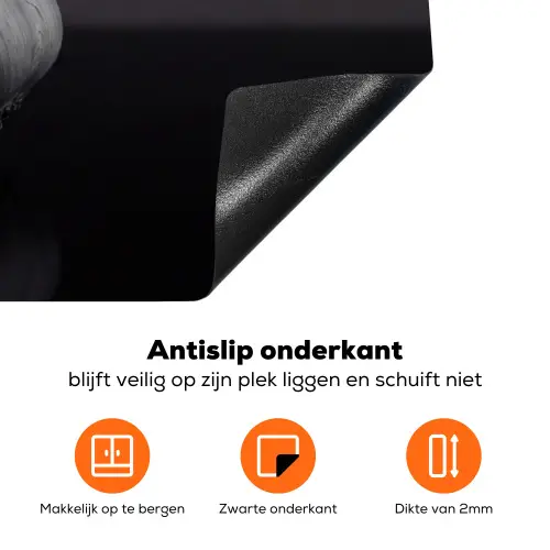 Knoflook - Zwart - Wit Inductie beschermer vinyl 3mm klein -zzzzzzz-td-onderkant