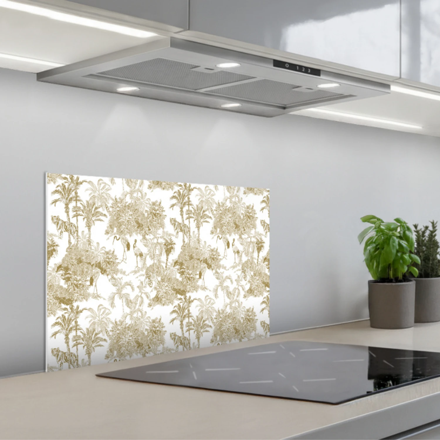 Tijger - Jungle - Vogel - Beige keuken achterwand spatscherm klein 900 -3d_schuin