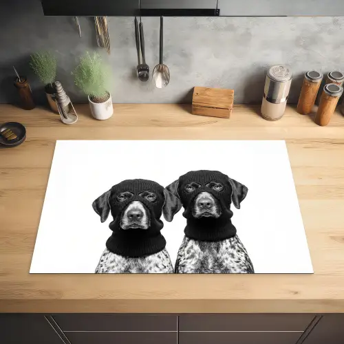 Honden - Bivakmuts - Zwart - wit Inductie beschermer vinyl 3mm klein -sfeer5