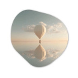 Luchtballon - Wolken - Water - Blauw Wandcirkel Organisch Aluminium middel -3d