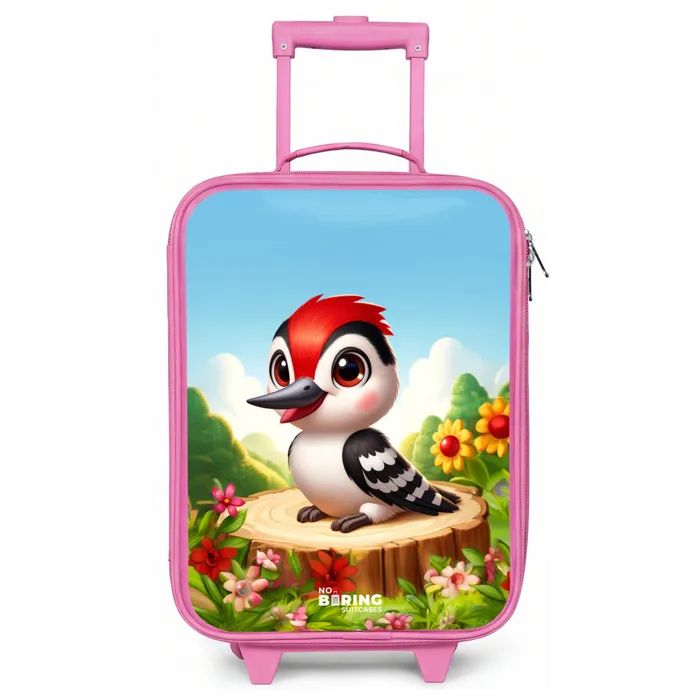 Specht op en boomstronk Kinderkoffer - Roze klein -zz3dotto