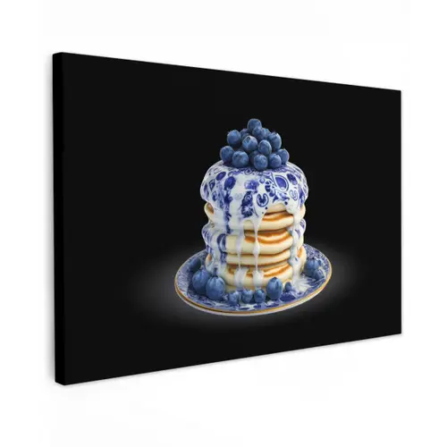 Pannenkoeken - Blauwe Bessen - Bord Tuinposter op houten frame 2 cm dik klein -3d