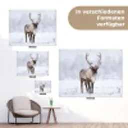 Rendier - Gewei - Toendra - Sneeuw - Wild tuinposter los doek klein -Xsfeer9_DE