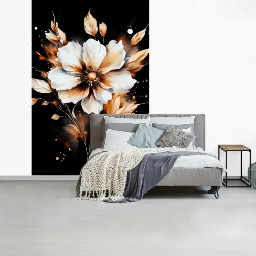 Bloem - Verf - Goud - Graffiti - Modern fotobehang vinyl groot -slaapkamer