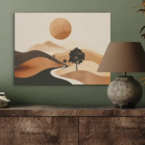 Zon - Heuvels - Boom - Abstract PET vilt klein -sfeer2