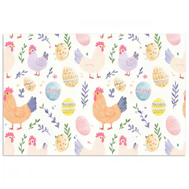 Patroon - Kip - Paaseieren poster papier klein -3d