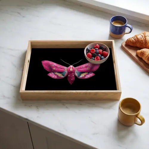 Vlinder - Roze - Nachtvlinder Dienblad Rechthoek middel -sfeer2