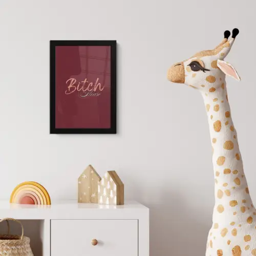 Bitch please - Rood - Blauw fotolijst zwart zonder passe partout klein -usfeer4_kinderkamer