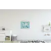 Wereldkaart - Zeeleven - Blauw textielposter latten blank klein -kinderkamer
