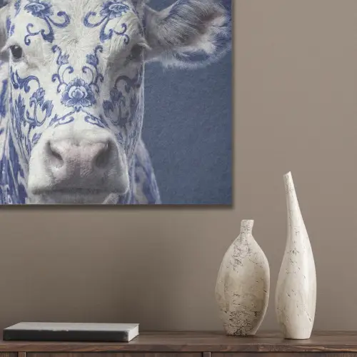 Koe - Delfts - Blauw - Artistiek PET vilt klein -sfeer6_closeup