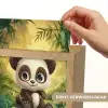 Panda - Cartoon - Bamboebos - Zwart Light Box met kabel (Kinderlampje) klein -USP_websiteprintNL