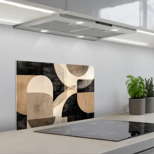 Abstract - Vormen - Modern - Beige keuken achterwand spatscherm klein -3d_schuin
