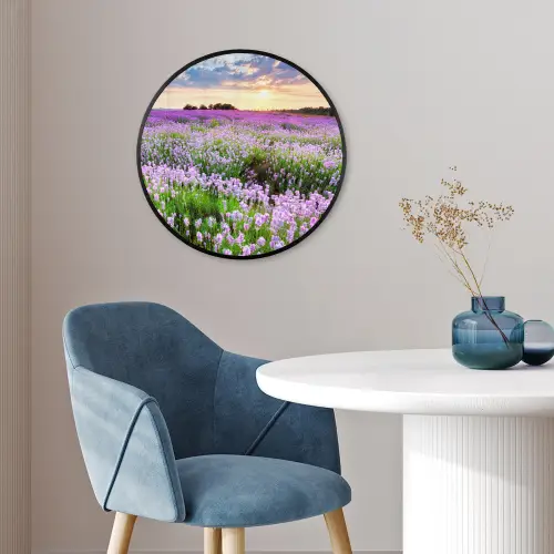 Lavendel - Bloemen - Zonsondergang - Paars - Weide Fotolijst rond zonder passe partout klein -sfeer2